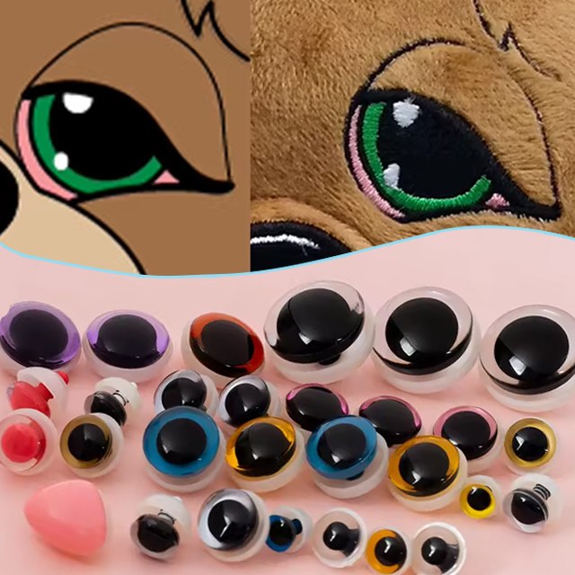Embroidered eyes and different toy eye details