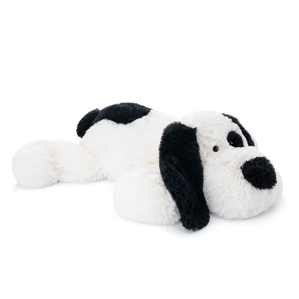 Floppy Black & White Dog Plush, Model 22370-white