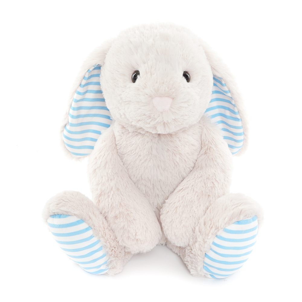 Cream & Blue Bunny Plush, Model 22790-beige